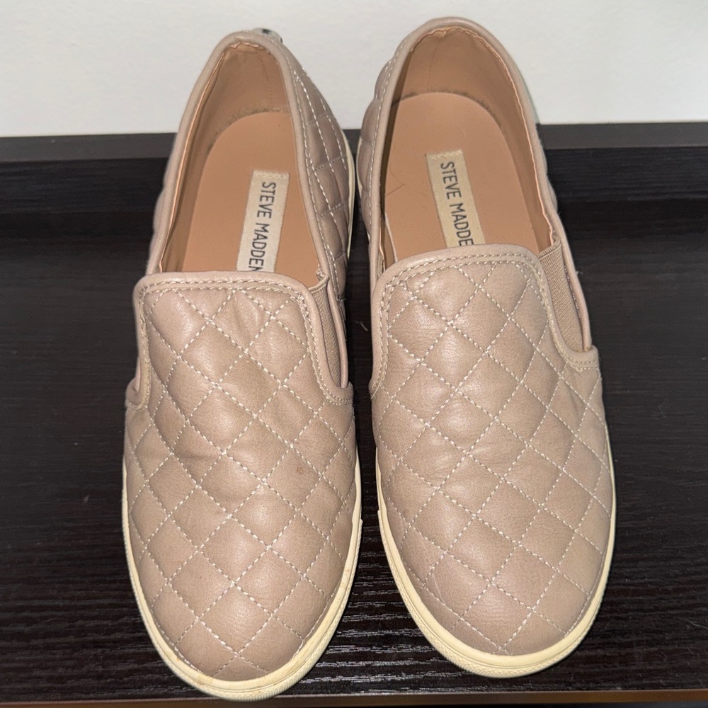 Steve Madden Quilted Slip-On Sneakers in Taupe